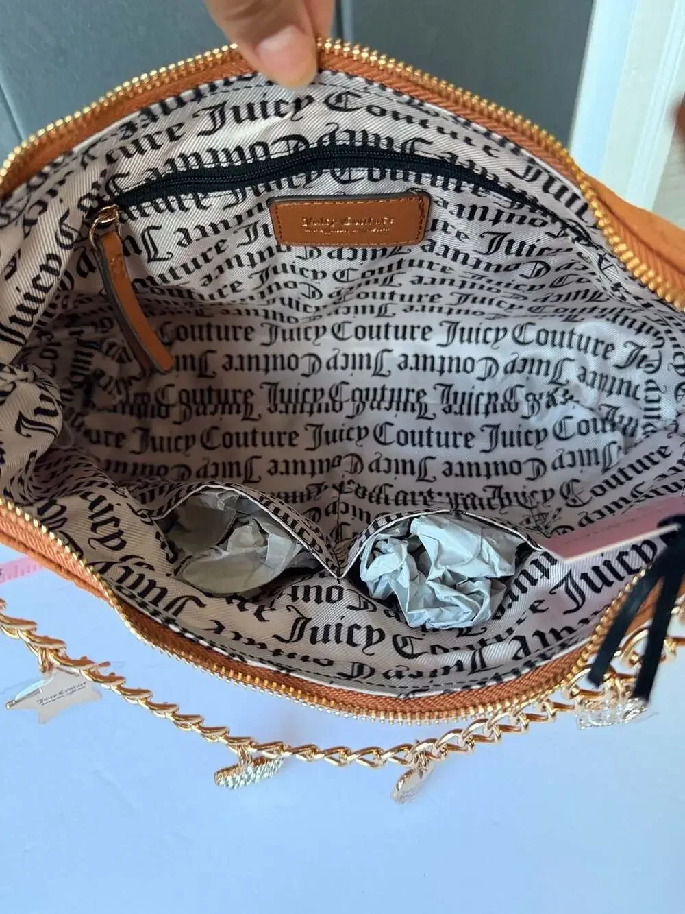 Juicy Couture Not Your Babe Hobo ShoulderBag with Gold-Tone Chain and LogoCharms